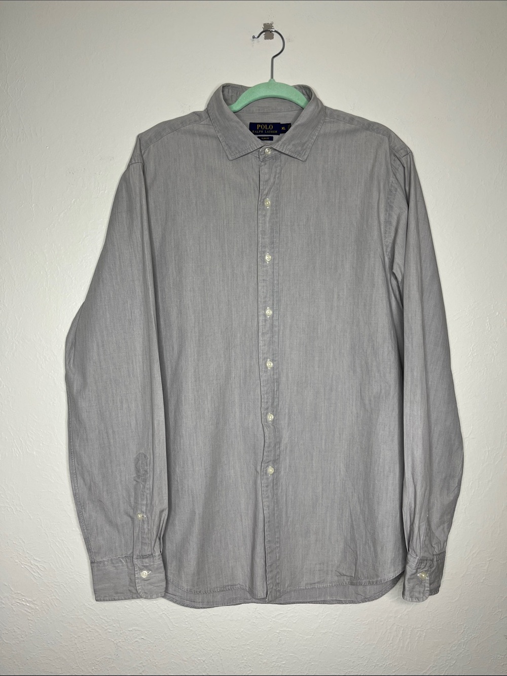 Polo Ralph Lauren Gray Button Down Shirt - Size XL Slim Fit Minimalist Classic